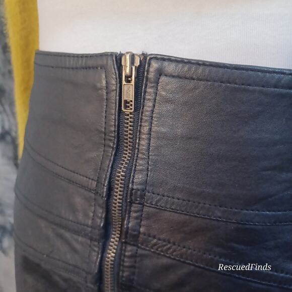 Vintage Leather Skirt G-III Black Zip Up Size 5 - Picture 2 of 8